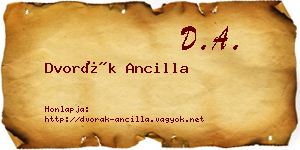 Dvorák Ancilla névjegykártya